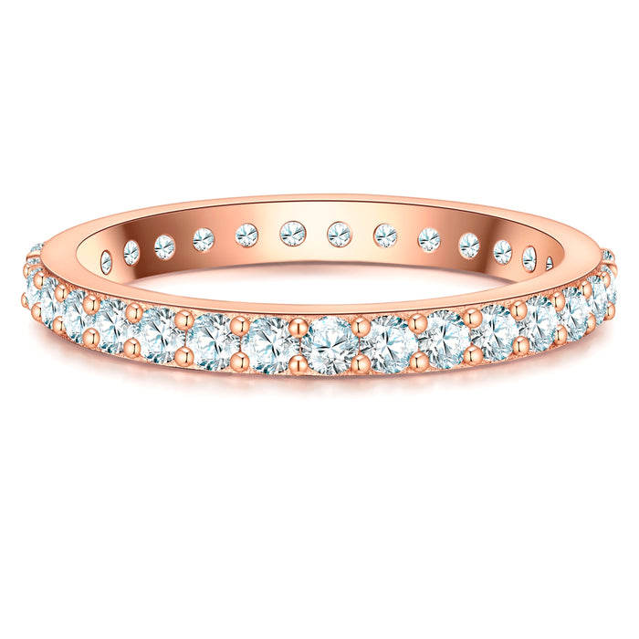 Breiter Steckring roségold mit Zirkonia aus 925er Silber rosévergoldet