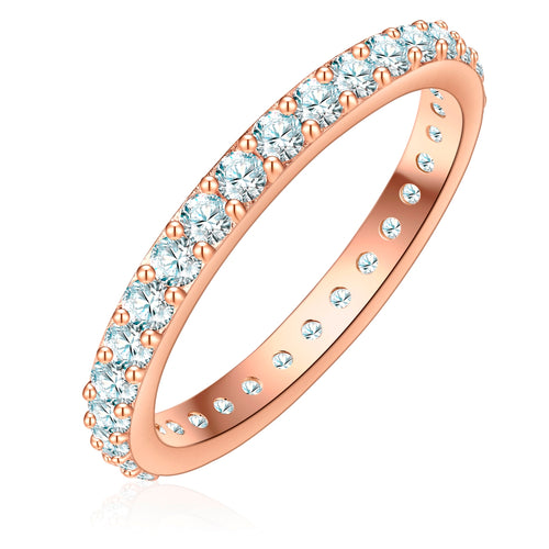 Breiter Steckring roségold mit Zirkonia