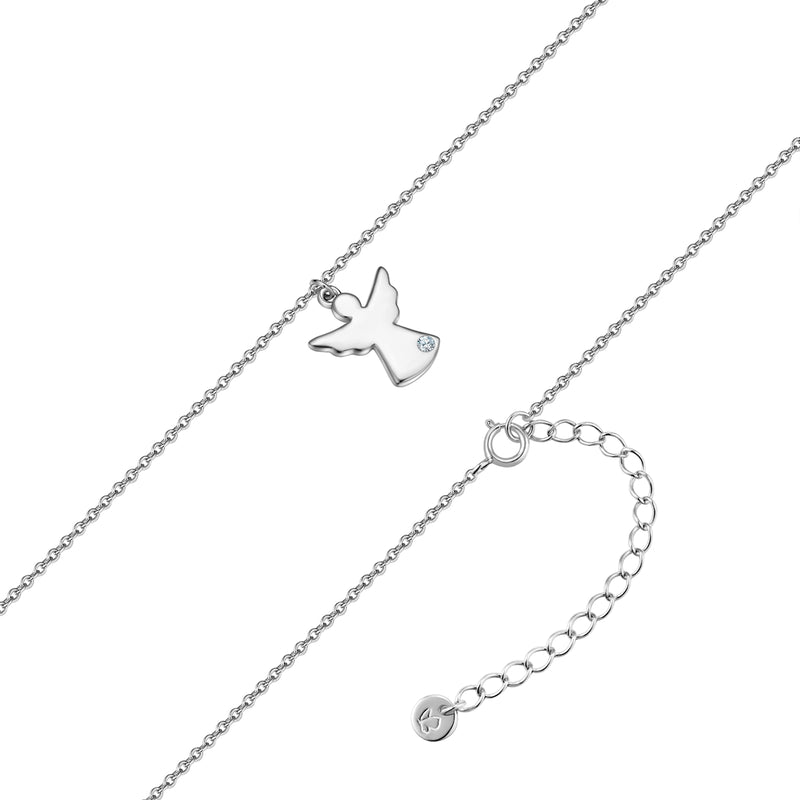 Silberfarbene Engel-Kette mit Lab Grown Diamond