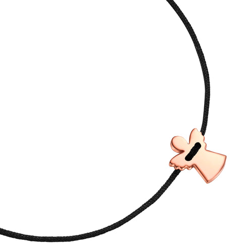 Engel-Armband mit Textilband in roségold