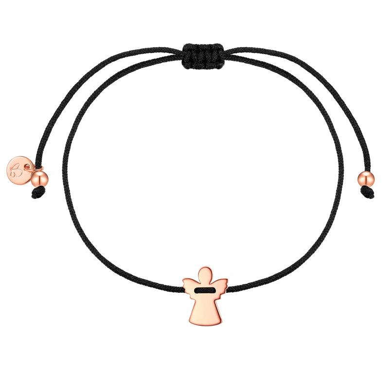 Engel-Armband mit Textilband in roségold