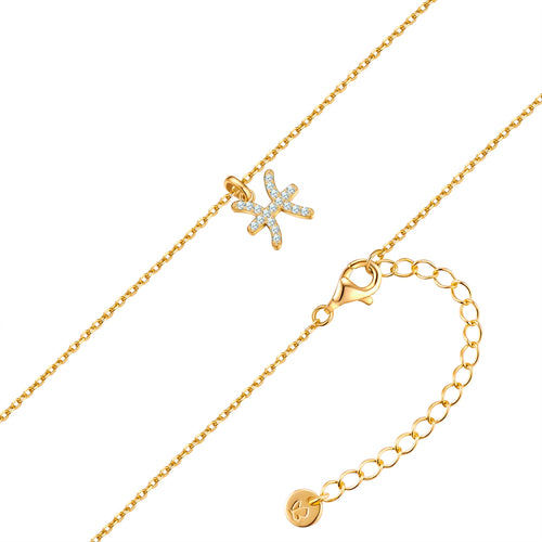 Sternzeichen Kette Fische mit Zirkonia