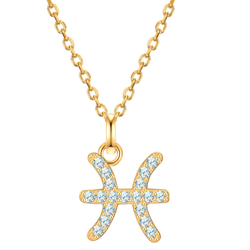 Sternzeichen Kette Fische mit Zirkonia