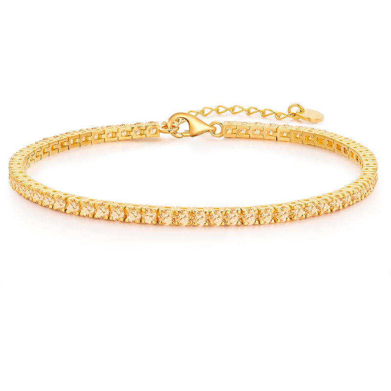 Goldenes Tennis-Armband Zirkonia apricot 2.5 mm