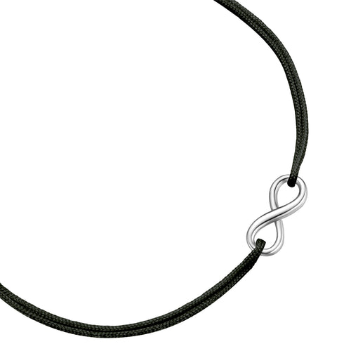Textilarmband schwarz Infinity silber