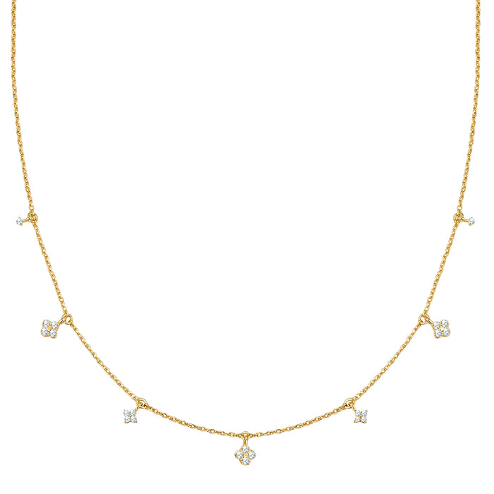 Goldene Kette mit kleinen Zirkonia-Anhängern