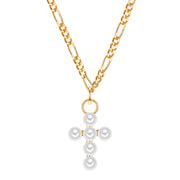 Goldfarbene Figaro-Halskette mit Kreuz-Anhänger