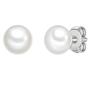 Perlen-Ohrstecker, 6,0 - 6,5 mm, silber