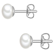 Perlen-Ohrstecker, 6,0 - 6,5 mm, silber