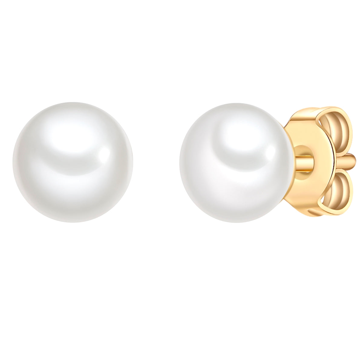 Perlen-Ohrstecker, 6,0 - 6,5 mm, gold