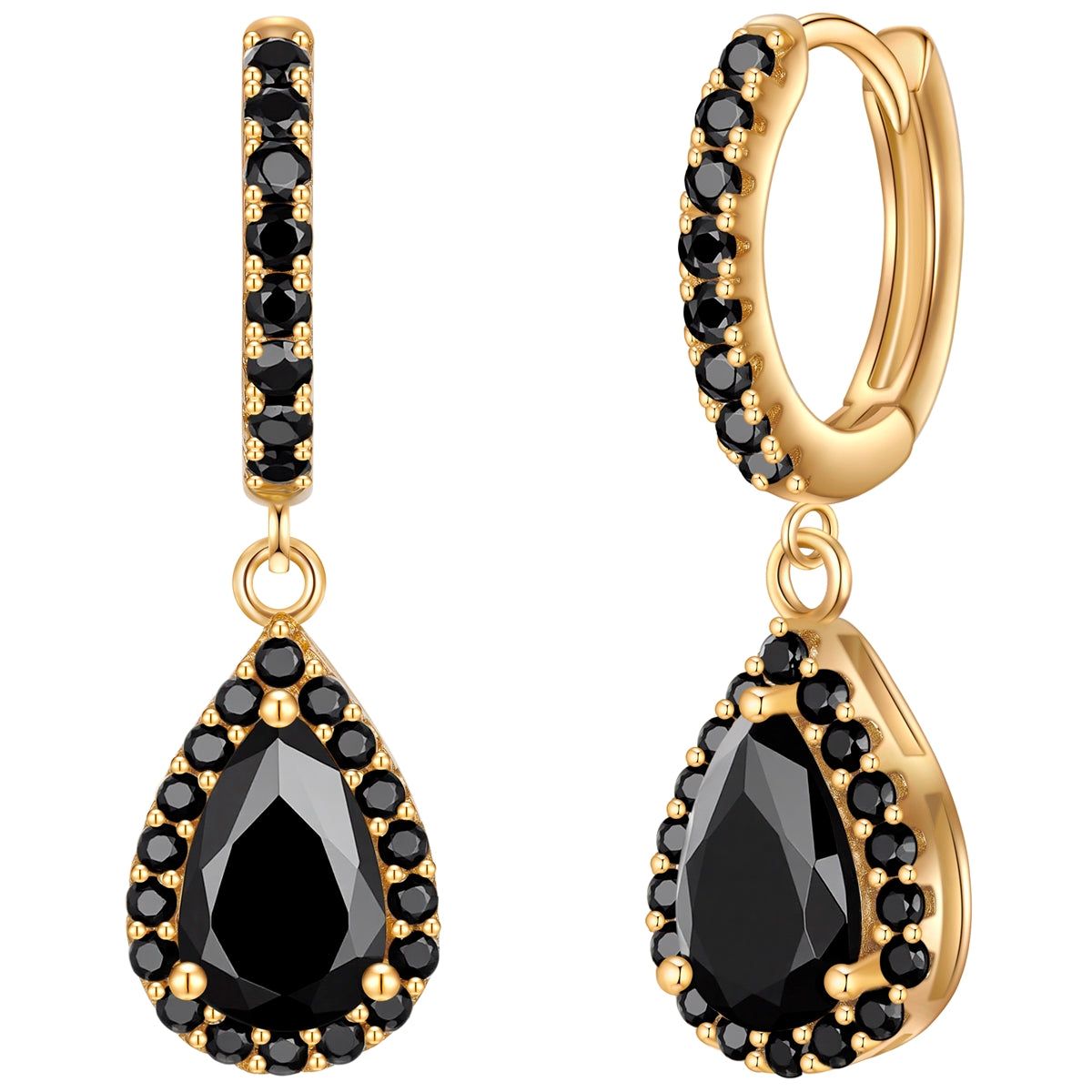 Creolen gold Zirkonia schwarz