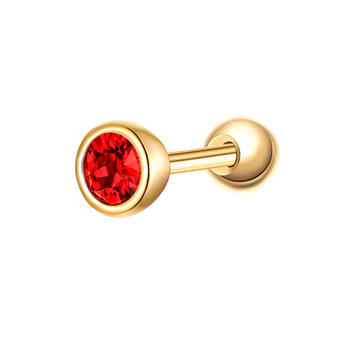 Piercing mit Geburtsstein Januar rot