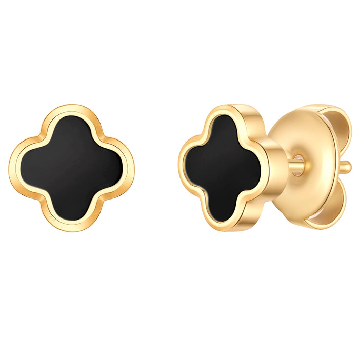 Ohrstecker Clover Achat aus Edelstahl vergoldet