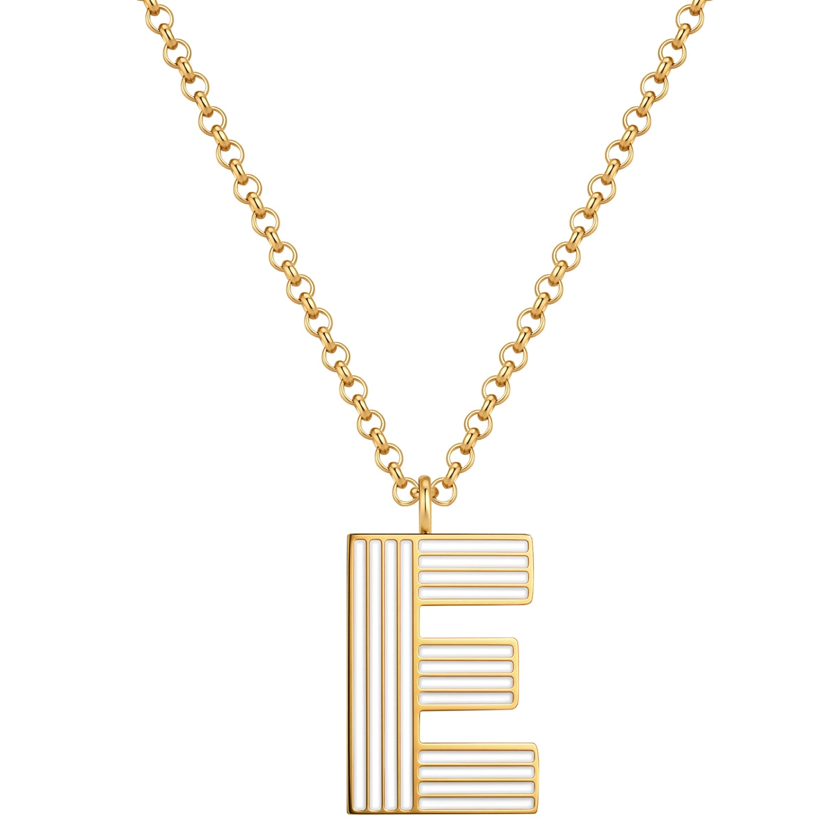 Halskette White Letters E gold