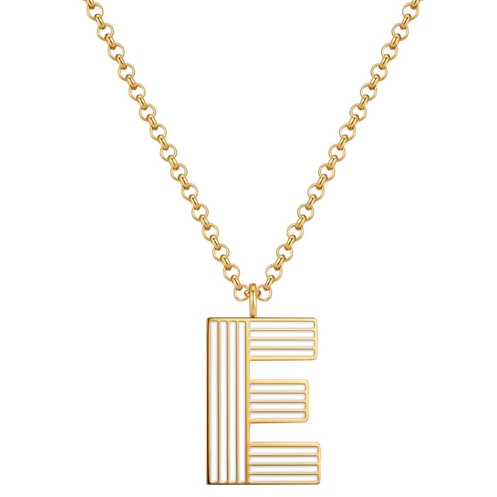 Halskette White Letters E gold