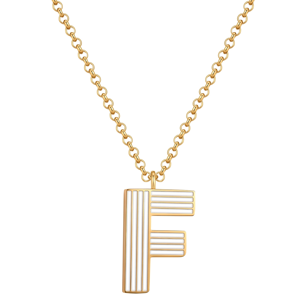 Halskette White Letters F gold