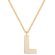 Halskette White Letters L gold aus Edelstahl vergoldet