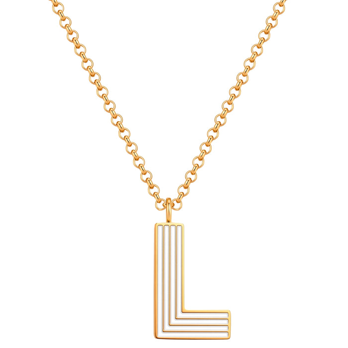 Halskette White Letters L gold