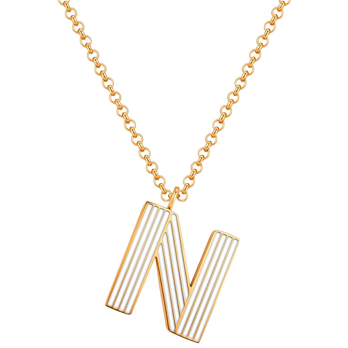 Halskette White Letters N gold