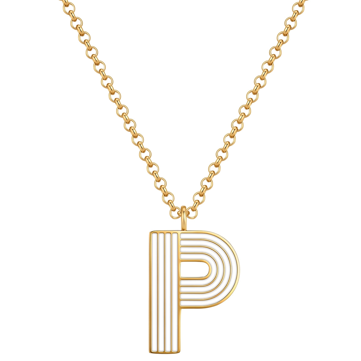 Halskette White Letters P gold