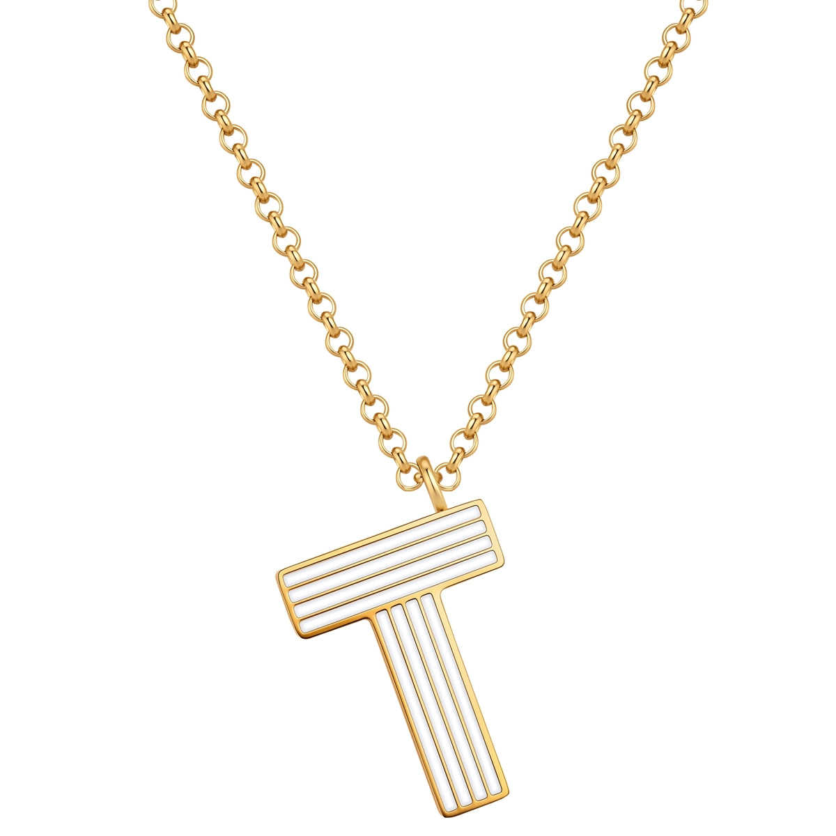 Halskette White Letters T gold
