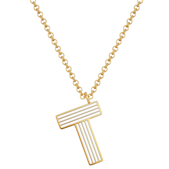 Halskette White Letters T gold