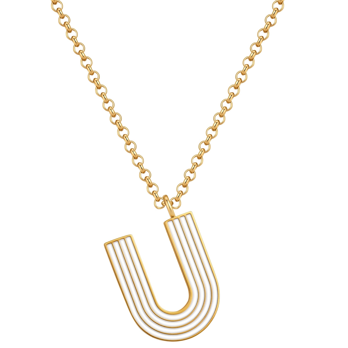 Halskette White Letters U gold