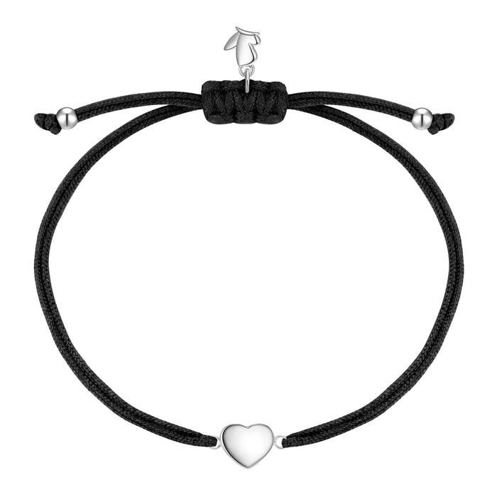 Textil Armband schwarz Herz silber