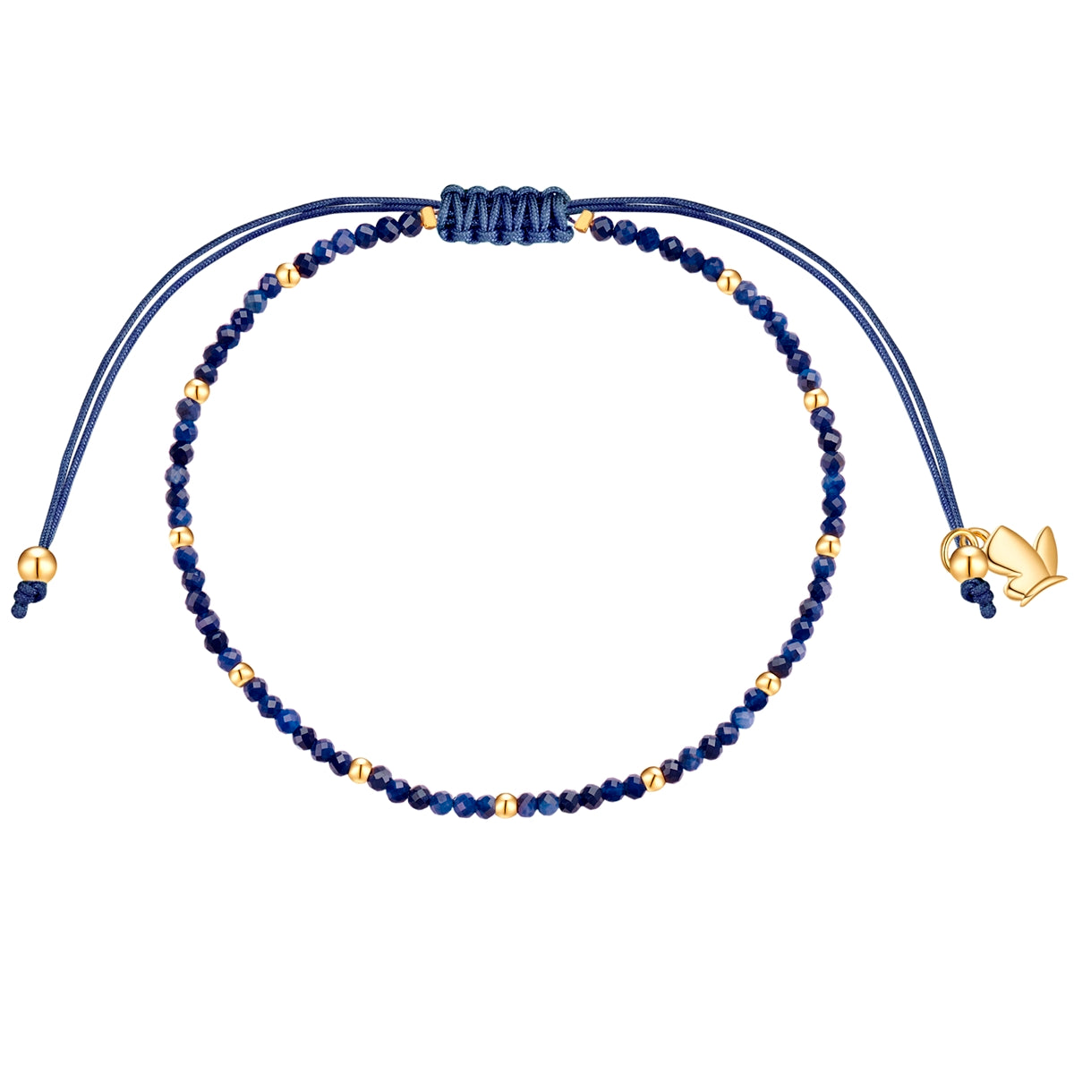 Textil-Armband dunkelblau Saphir aus Edelstahl vergoldet
