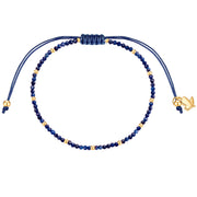 Textil-Armband dunkelblau Saphir aus Edelstahl vergoldet