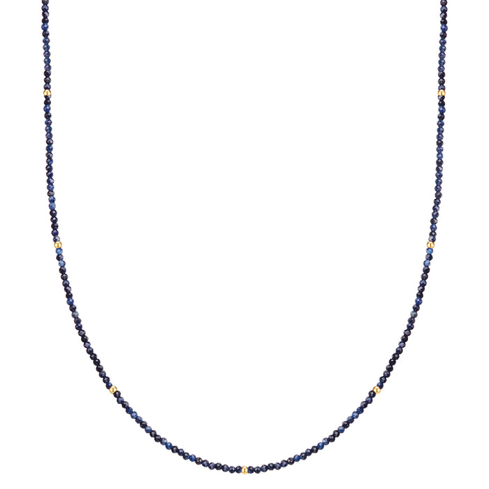 Edelstein-Halskette Saphir blau aus Edelstahl vergoldet