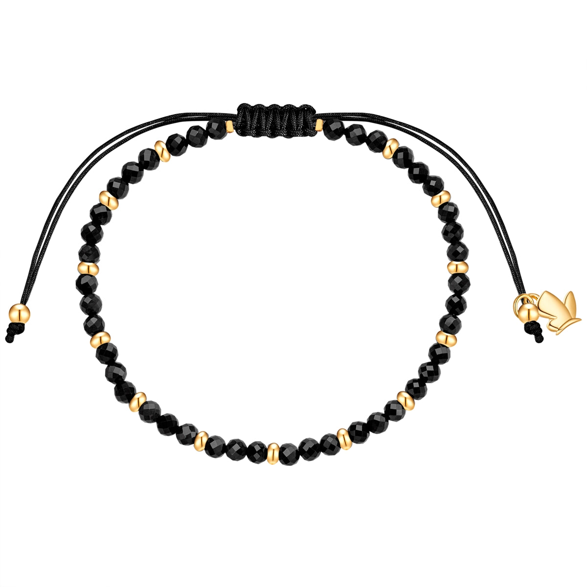 Textilarmband schwarz Spinell