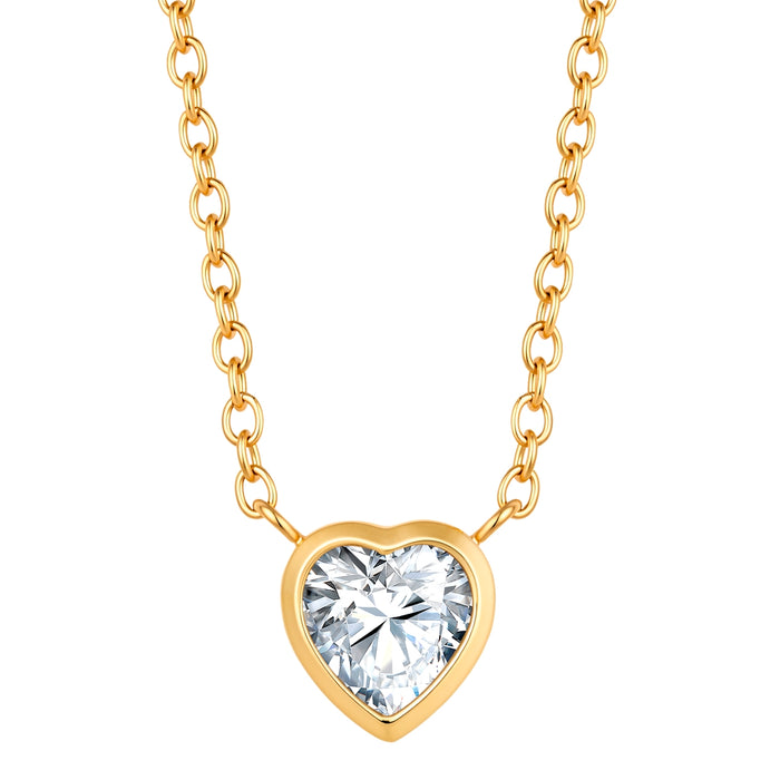 Goldene Herz-Kette mit Zirkonia-Stein