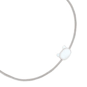 Textilarmband grau Katze Perlmutt