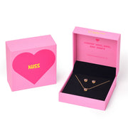 Set (Kette + Ohrstecker) Edelstahl gelbgold Zirkonia weiß - Liebe