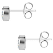 Set (Kette + Ohrstecker) Edelstahl Zirkonia weiß - Liebe