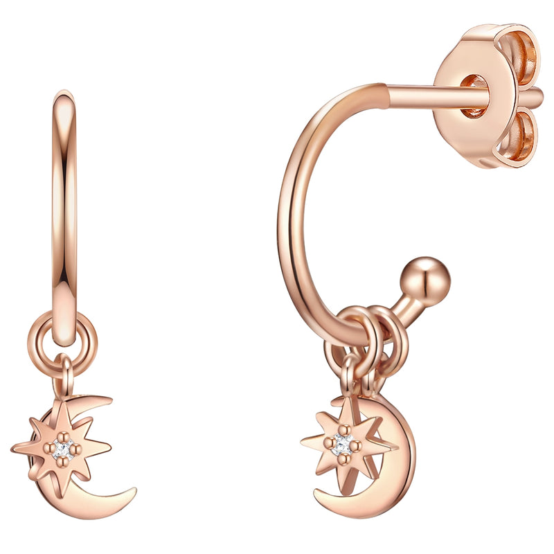 Ohrstecker roségold Halbmond Stern