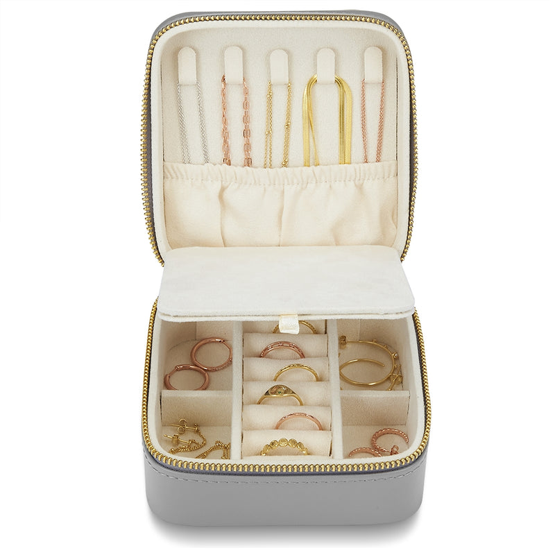 Schmuck Organizer mit Spiegel Medium grau