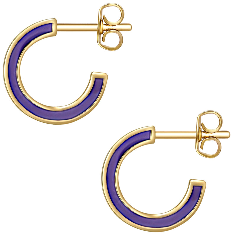 Creolen mit Emaille lila gelbgold