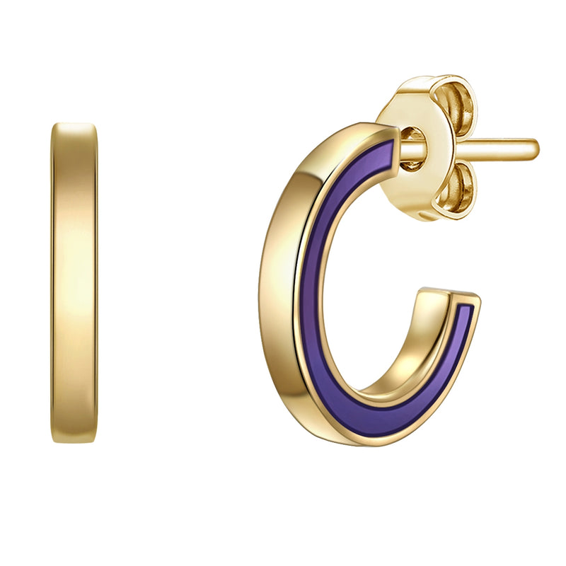 Creolen mit Emaille lila gelbgold