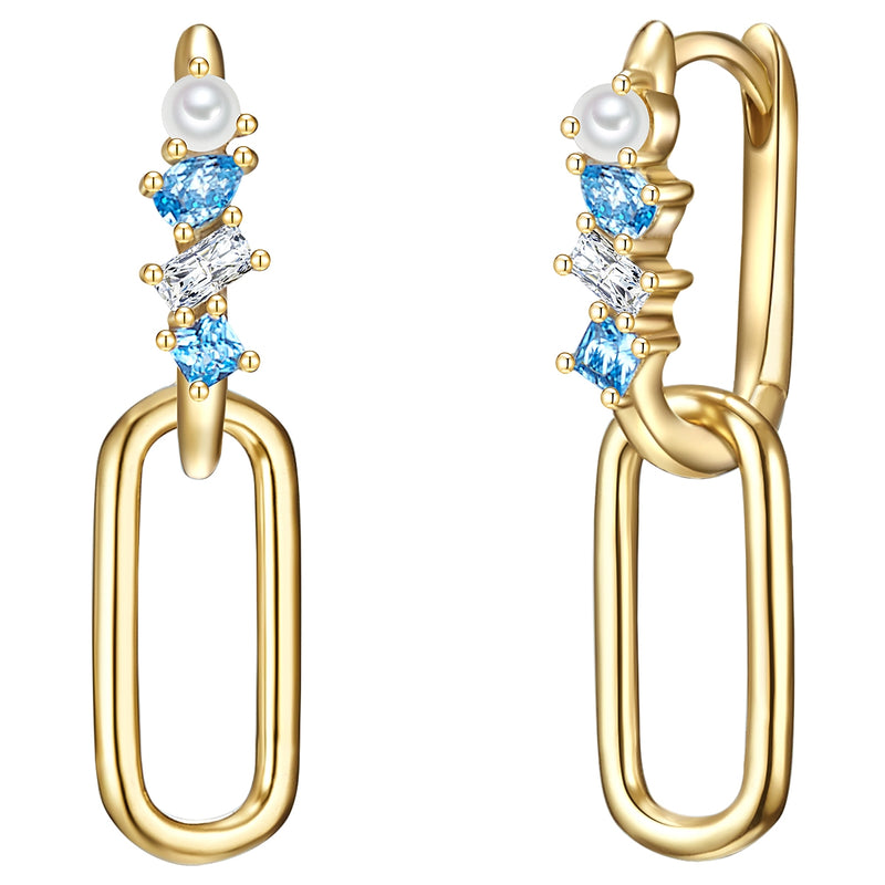 Ohrhänger gelbgold mit Zirkonia und Perlen