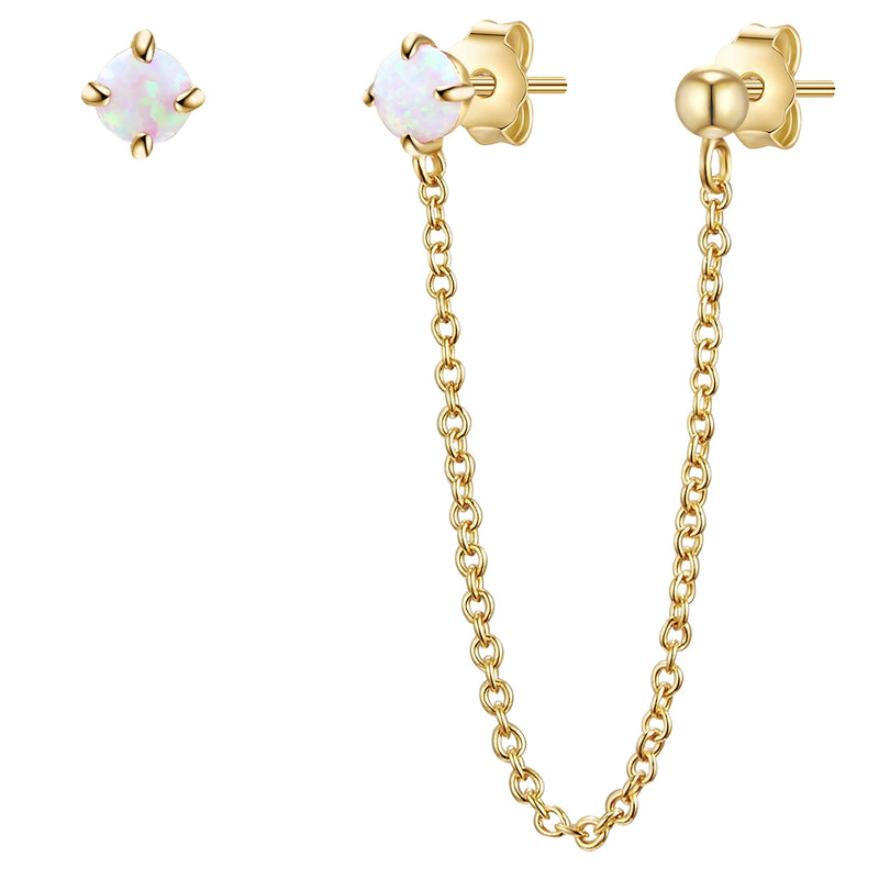 Ohrstecker goldfarben Opal (synth.)