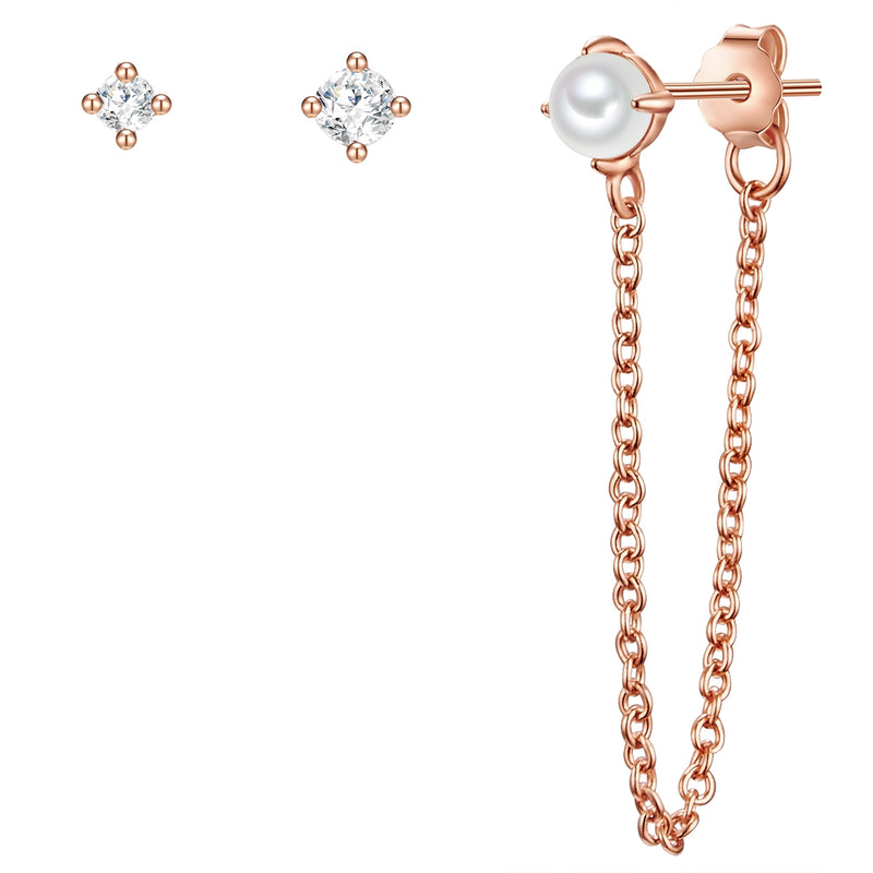 Ohrstecker Set 3er roségold