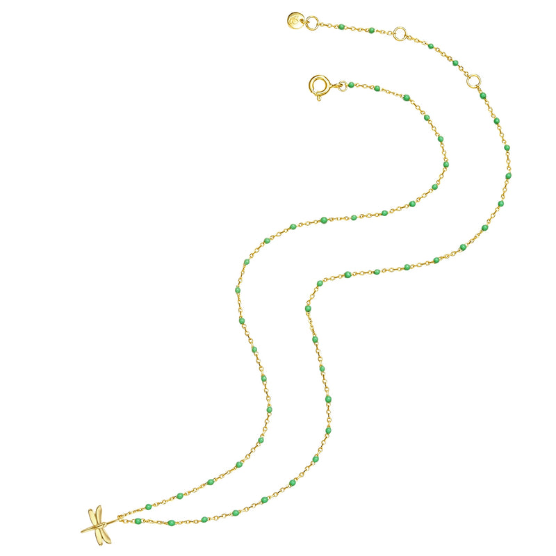 Kette LIBELLE mit Emaille grün/gelbgold