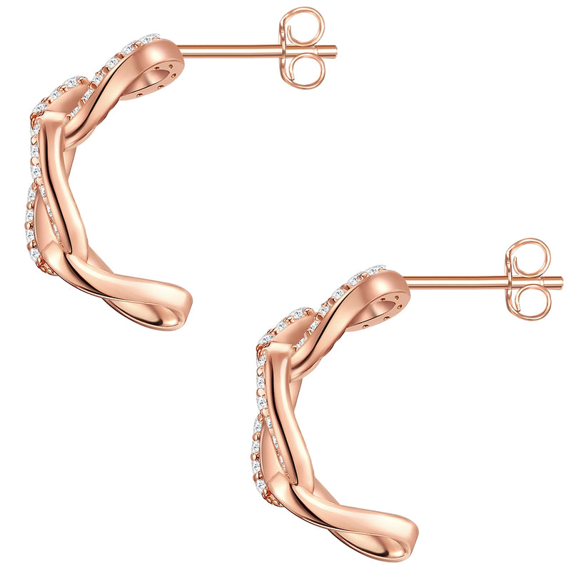 Halbcreolen roségold mit Zirkonia-Steinen