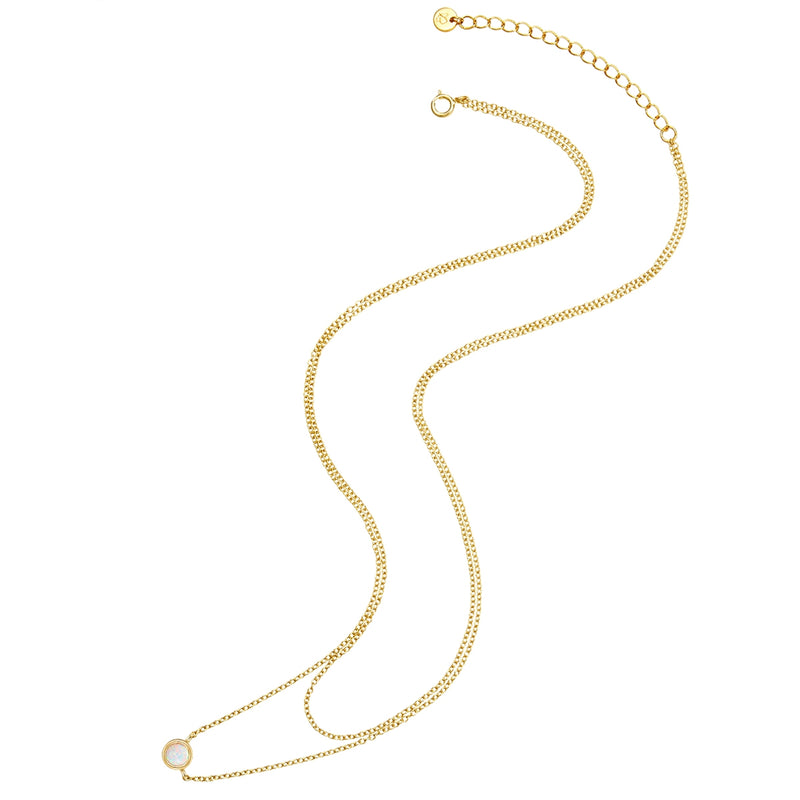 Hals Kette zweireihig gold Opal (synth.)