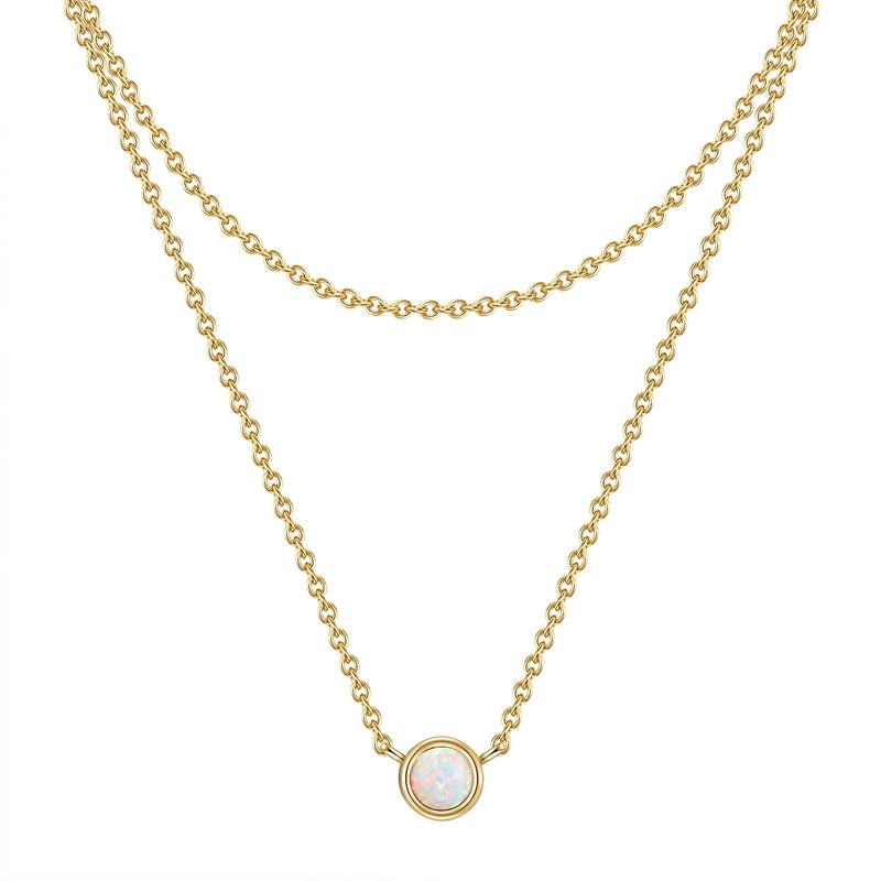 Hals Kette zweireihig gold Opal (synth.)