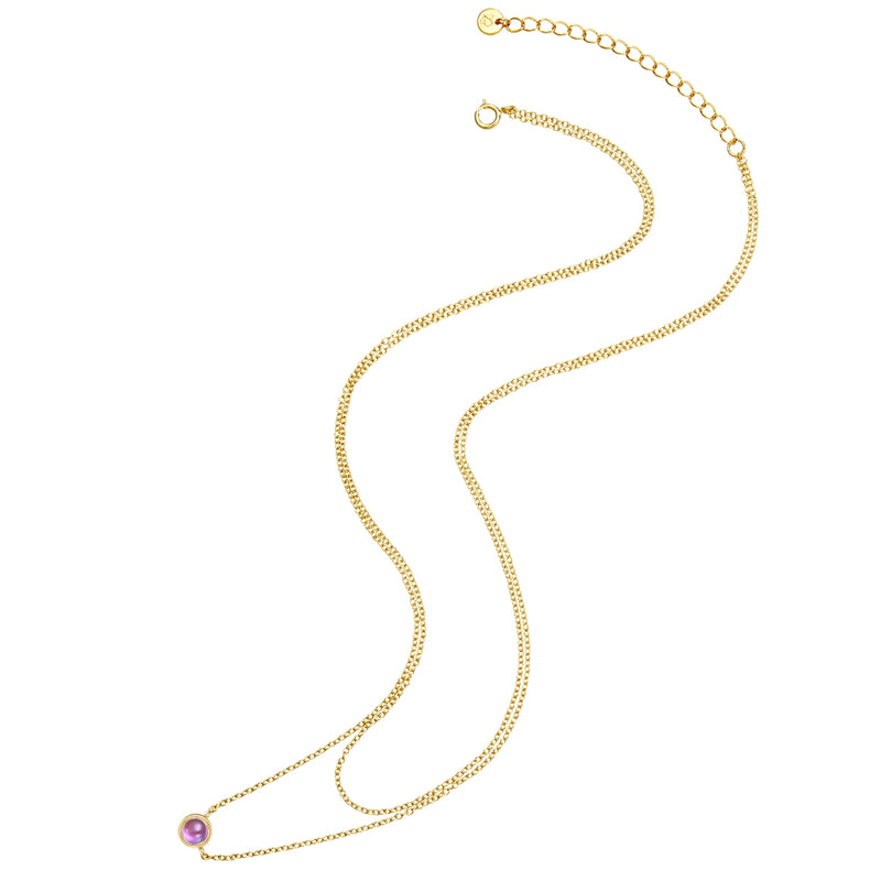 Halskette gold Amethyst zweireihig