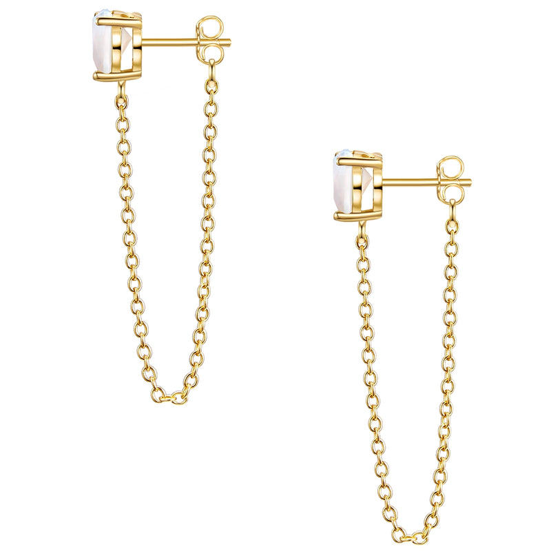 Ohrringe Stecker Herz Mondstein (synth.) gold