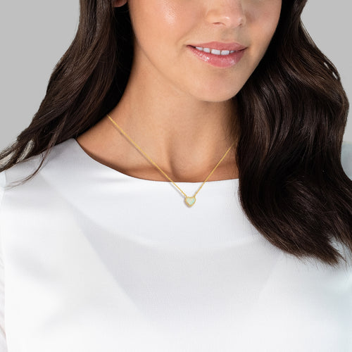 Herz Kette gold Opal (synth.)